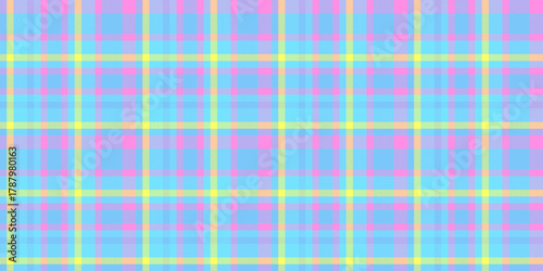 Figure check background tartan, warm vector fabric plaid. Glamor textile seamless pattern texture in cyan and pink colors.