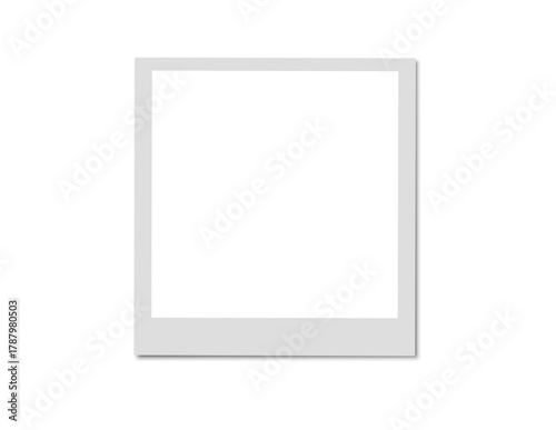 Blank white Polaroid photo frame with adhesive tape on top and bottom, isolated transparent PNG for creative collage, scrapbook, or photo mockup design.
