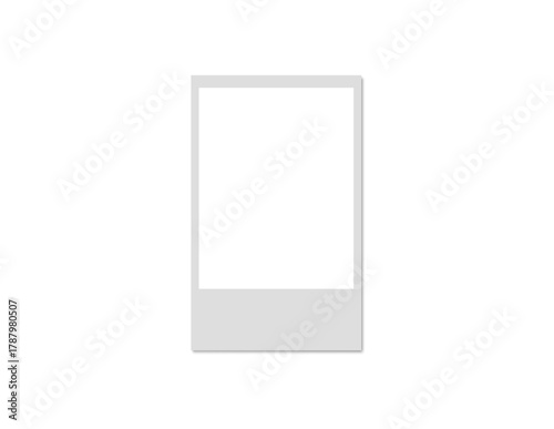 Blank white photo frame, vintage postcard photo mockup with highlighted shadow PNG overlay background