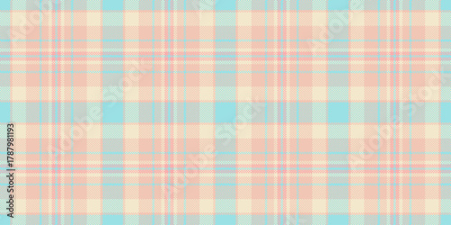 Art plaid seamless texture, repeat tartan check fabric. Worldwide background textile vector pattern in light and cyan colors.