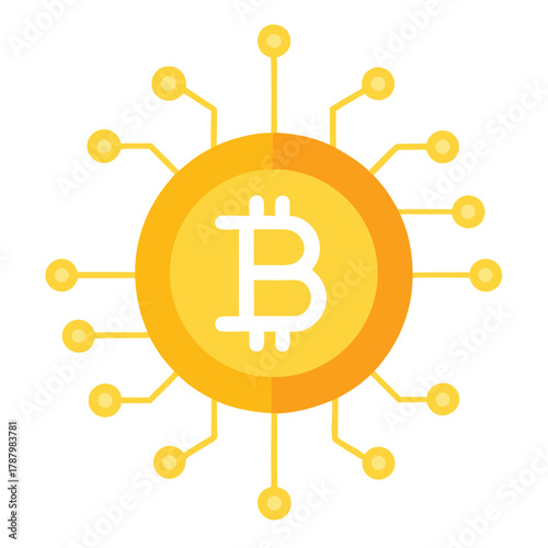 Bitcoin cryptocurrency isolated on white background, a decentralized digital currency