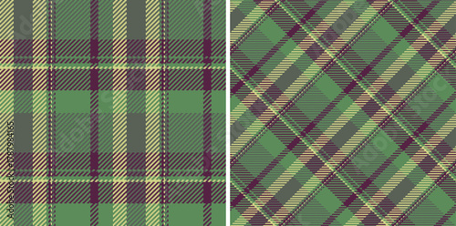 Background vector pattern of seamless texture fabric with a plaid check tartan textile. Set in nature colors for slim skirt fashion.