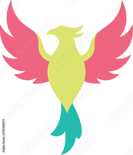 Vibrant phoenix bird rising mythical creature icon