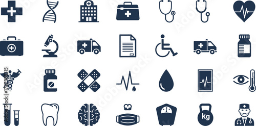 Medical Healthcare Icons Set Collection Symbols with vector illustration