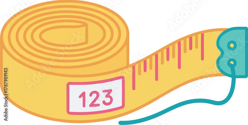 Yellow measuring tape with numbers tailor diet fitness