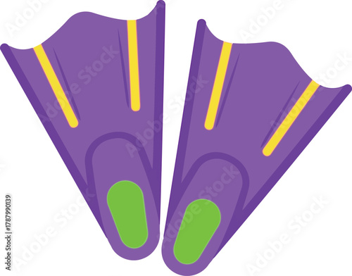 Purple swim fins for snorkeling diving