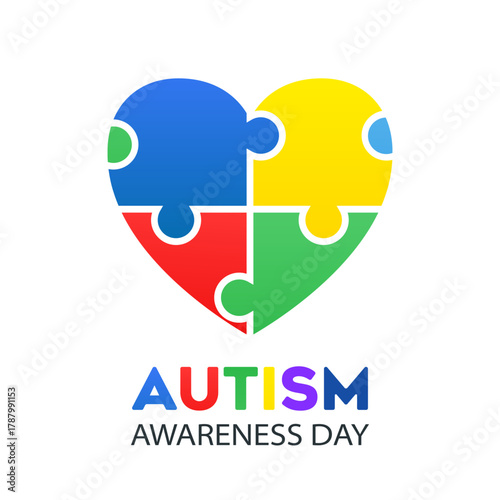 Autism Awareness Day banner with puzzle piece, child hand, awareness ribbon. World autism awareness day icon design. Vector illustration