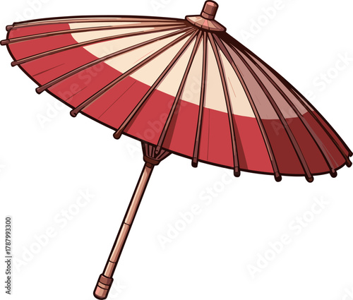 赤い番傘のイラスト