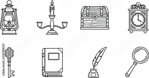 Vector art of vintage items