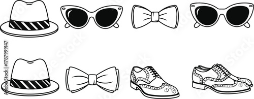 Vector art of men's fashion accessories collection
