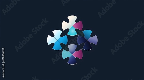 Interlocking puzzle pieces forming a symmetrical design