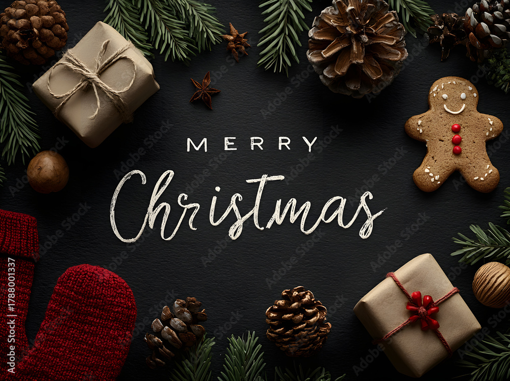 Obraz premium Merry Christmas background with christmas element. Vector illustration