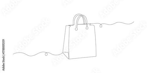 Continuous one line drawing of shopping bag design