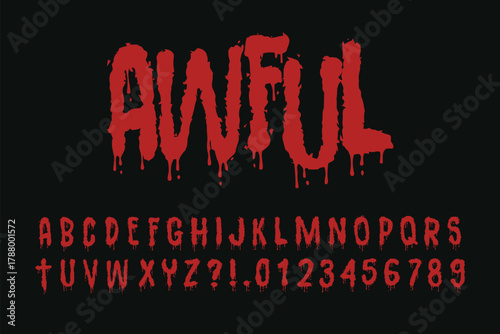 Horror Dripping Red Scary Font Alphabet Vector