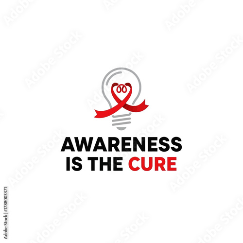 Inspiring red ribbon within a lightbulb symbolizes hope and the power of awareness for critical causes and health initiatives.