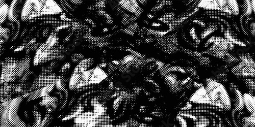 Abstract retro grunge seamless pattern. Urban art texture with paint splashes, chaotic shapes, lines, dots, patches. Sports graffiti style vector background