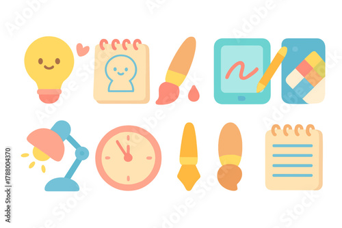 Education, learning flat icon set. Study, school, teaching icons flat collection