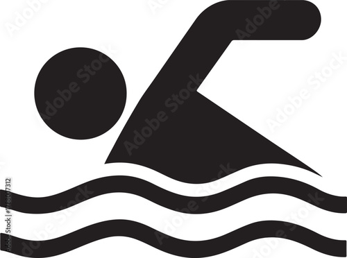 Swimming figures icon in bold vector silhouette style, ideal for sports and aquatic designs.