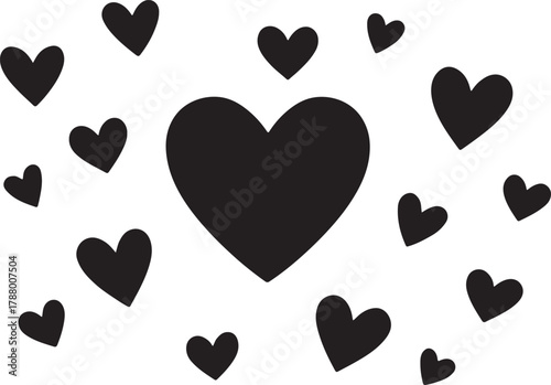 Valentine hearts background design in bold silhouette style, perfect for love and romance.