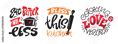 Cute hand drawn doodle lettering quote about cooking and kitchen. Lettering for t-shirt design, mug print, bag print, clothes fashion. 100% hand drawn vector image.