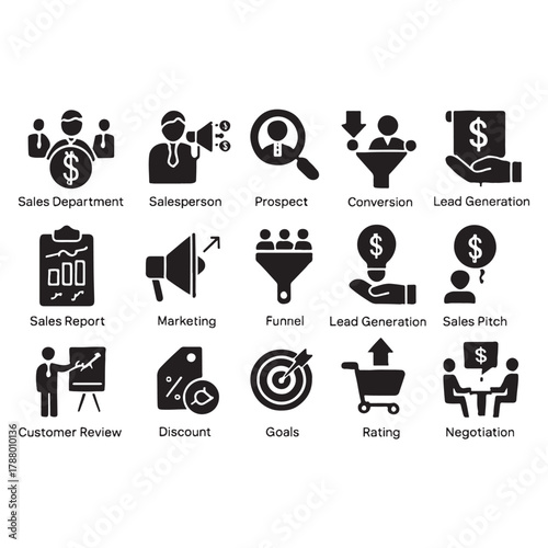 Sales team icon set vector