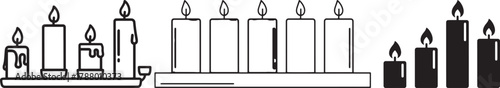 A set of candles arranged in a row, with some lit and some unlit.