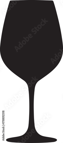 Black silhouette depicts a stylish wineglass showcasing elegant curves and a smooth stem in this transparent image