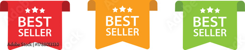 Best Seller Ribbon Banner Tags  Vector Set