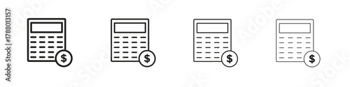 Calculator and dollar icon. Simple graphic element set