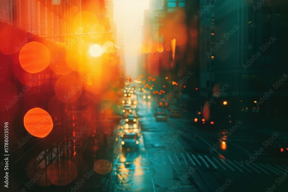 Obraz premium New york light leaks architecture backgrounds cityscape.