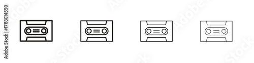 Cassette tape icon. Simple graphic element set