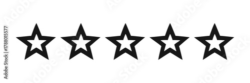Five Star Rating Vector Icon - Gold Customer Review and Quality Symbol