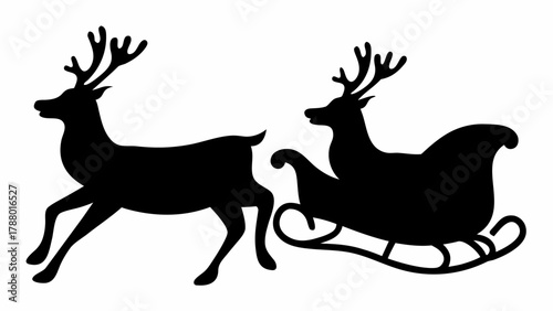 Majestic reindeer pulling Santa's sleigh capturing the magic of Christmas Eve journeys and holiday wonder