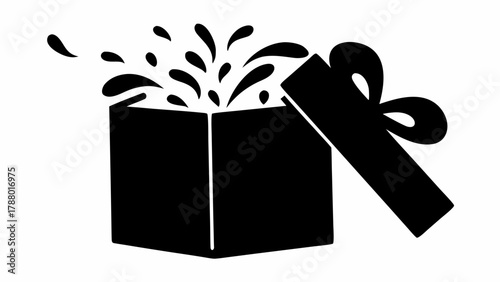 Surprise gift box bursting open with celebratory splashes, perfect for promotions and exciting reveals