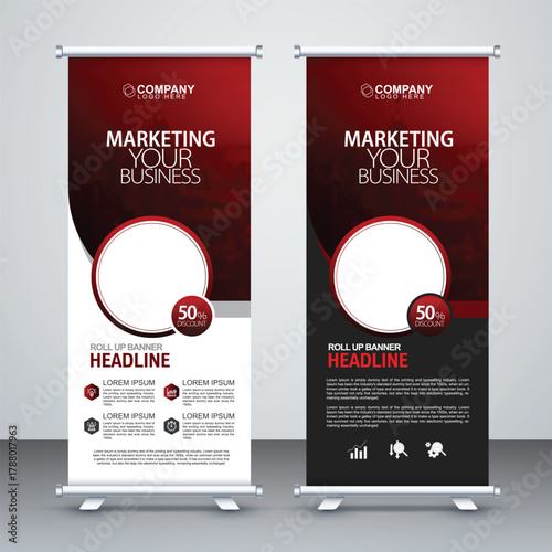 Business Roll Up Display Standee Design for Presentation and Corporate Promotion – Modern Vertical Banner Template for Events and Exhibitions