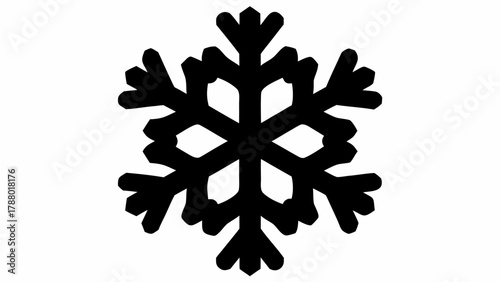 Bold black snowflake icon symbolizing winter cold and festive holiday cheer, perfect for seasonal designs and branding.
