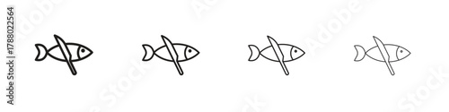 Fish and a knife icon. Simple graphic element set