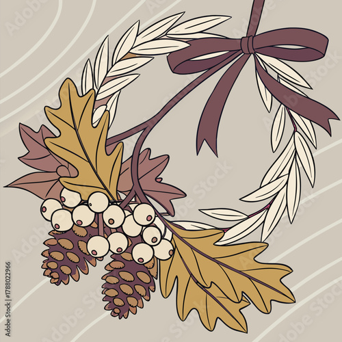 Adobe Illustrator Artwork: An illustration of an autumnal wreath, which is a popular seasonal decoration