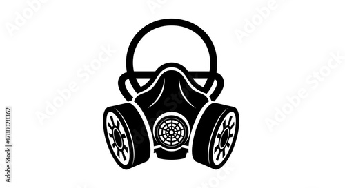 Black Gas Mask Icon Vector Illustration.