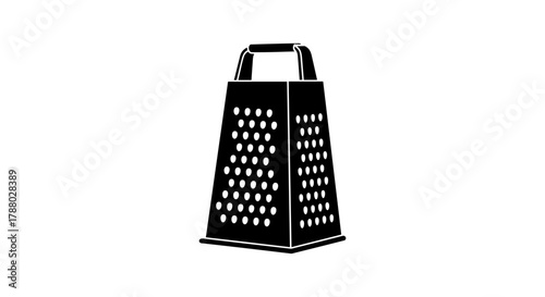 Black Grater Kitchen Utensil Isolated on White Background.