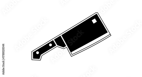 Butcher knife cleaver tool for cutting meat and food preparation.