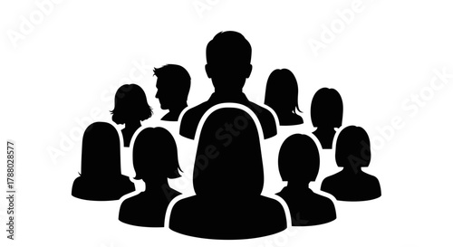 Diverse Group of People Silhouettes Representing Community and Teamwork.