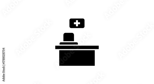 Hospital Reception Desk Icon Healthcare and Medical Services.