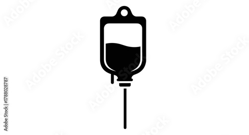 Intravenous Drip Bag Icon for Medical Treatment and Healthcare.