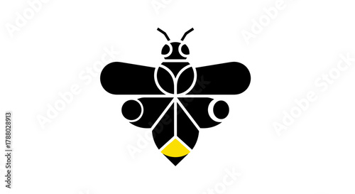 Minimalist Bee Logo Design with Geometric Shapes.