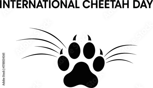 Celebrate International Cheetah Day with this striking graphic featuring a bold paw print and celebratory text, perfect for awareness campaigns and wildlife appreciation.