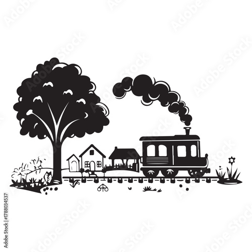 Rural Retreat Logo and Iconic Village Charming Village Scenes Vector and Graphic Design 
