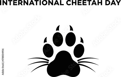 Celebrate International Cheetah Day with this bold graphic featuring a striking black paw print and impactful text
