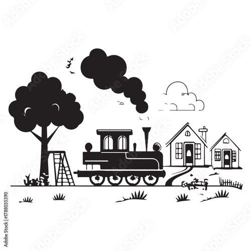 Rural Retreat Logo and Iconic Village Charming Village Scenes Vector and Graphic Design 