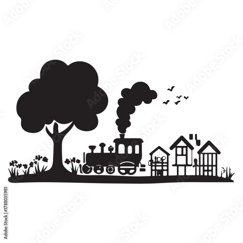 Rural Retreat Logo and Iconic Village Charming Village Scenes Vector and Graphic Design 